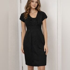 TED BAKER BLACK LITTLE BLACK DRESS WITH RUFFLES ON CHEST SIZE 3